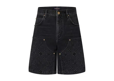 Pre-owned Louis Vuitton Men's  Monogram Workwear Denim Shorts In Black