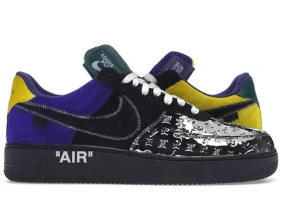 Pre-owned Louis Vuitton Men's  Nike Air Force 1 Low By Virgil Abloh Sneakers In Black/metallic Silver/yellow In Multi