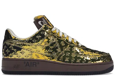 Pre-owned Louis Vuitton Men's  Nike Air Force 1 Low By Virgil Abloh Sneakers In Metallic Gold