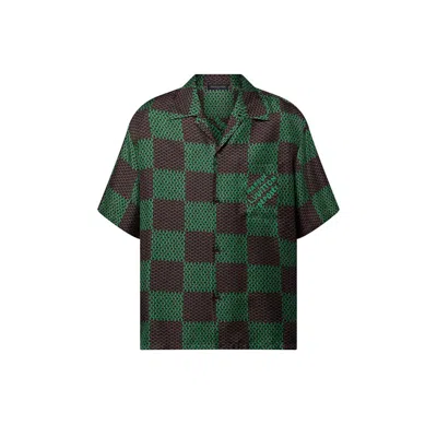 Pre-owned Louis Vuitton Men's  Open Collar Shortsleeved Silk Shirt In Jolly Green