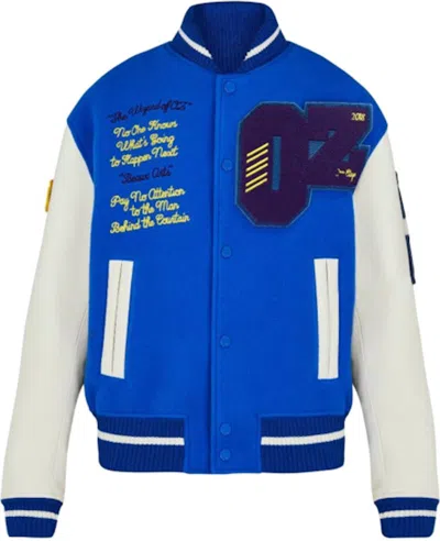 Pre-owned Louis Vuitton Men's  oz Varsity Jacket (ss19) In Blue/white In Multi