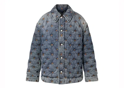 Pre-owned Louis Vuitton Men's  Padded Denim Monogram Overshirt In Indigo