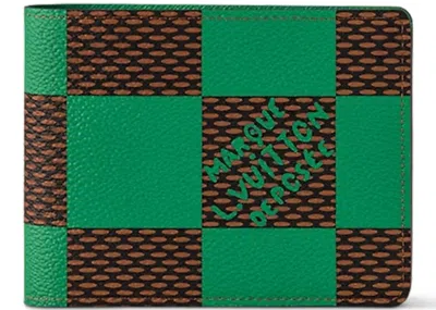 Pre-owned Louis Vuitton Men's  Ple Wallet Damier Pop In Green