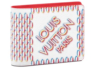 Pre-owned Louis Vuitton Men's  Ple Wallet In White Damier Spray