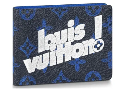 Pre-owned Louis Vuitton Men's  Ple Wallet Monogram In Blue