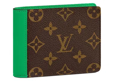 Pre-owned Louis Vuitton Men's  Ple Wallet Monogram Macassar In Minty Green