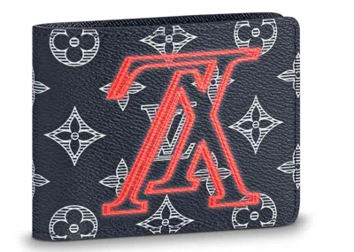Pre-owned Louis Vuitton Men's  Ple Wallet Monogram Upside Down Ink In Navy Blue
