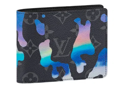 Pre-owned Louis Vuitton Men's  Ple Wallet Sunrise Monogram Eclipse/in Black/grey In Multi