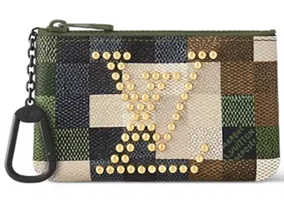 Pre-owned Louis Vuitton Men's  Pochette Clés Damoflage In Green Damoflage Damier