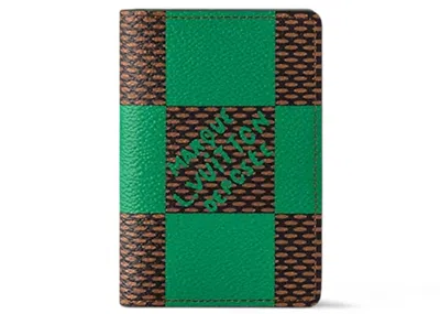 Pre-owned Louis Vuitton Men's  Pocket Organizer Damier Pop In Green