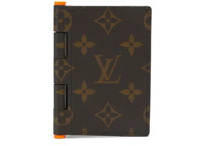 Pre-owned Louis Vuitton Men's  Pocket Organizer Monogram Solar Ray Orange In Brown