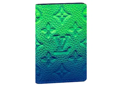 Pre-owned Louis Vuitton Men's  Pocket Organizer Taurillon Illusion In Blue/green