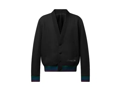 Pre-owned Louis Vuitton Men's  Preppy Wool Cardigan Blouson In Black