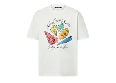 Pre-owned Louis Vuitton Men's  Printed Shortsleeved Cotton T-shirt In Milky White