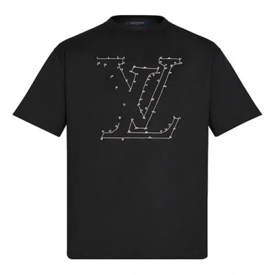 Pre-owned Louis Vuitton Men's  Printing Embroidered Short Sleeve Black