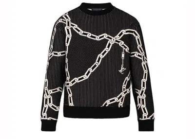Pre-owned Louis Vuitton Men's  Quilted 3d Effect Chain Sweatshirt In Black