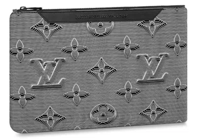 Pre-owned Louis Vuitton Men's  Reversible Pouch Monogram 3d In Gray/rainbow In Multi