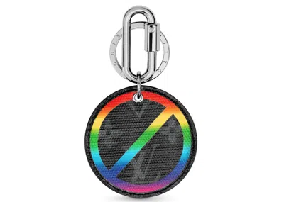Pre-owned Louis Vuitton Men's  Round Illustre Bag Charm And Key Holder Metallic Monogram Eclipse In Rainbow
