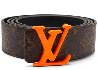 Pre-owned Louis Vuitton Men's  Shape Belt Monogram 40mm In Brown