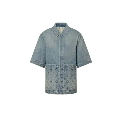 Pre-owned Louis Vuitton Men's  Short Sleeve Denim Workwear Shirt In Washed Denim