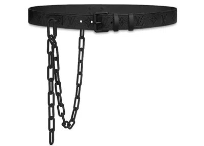 Pre-owned Louis Vuitton Men's  Signature Belt Monogram Chains 35mm In Absolute Black