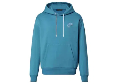 Pre-owned Louis Vuitton Men's  Signature Hoodie With Embroidery In Pigeon Blue