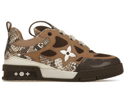 Pre-owned Louis Vuitton Men's  Skate Sneaker Snakeskin Sneakers In Brown/cream