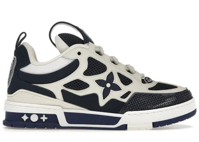 Pre-owned Louis Vuitton Men's  Skate Trainer Sneakers In Marine/white