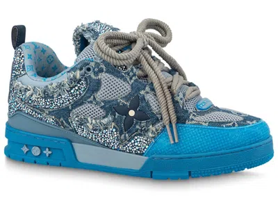 Pre-owned Louis Vuitton Men's  Skate Trainer Swarovski Monogram Sneakers In Blue