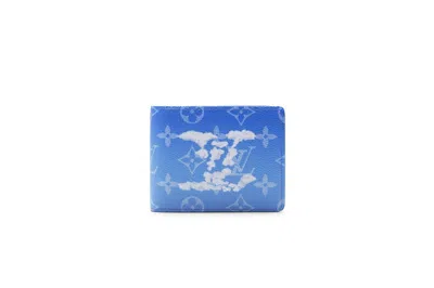 Pre-owned Louis Vuitton Men's  Slender Wallet Clouds Monogram In Blue