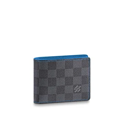 Pre-owned Louis Vuitton Men's  Slender Wallet Damier Graphite In Black/grey/blue In Multi