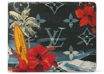 Pre-owned Louis Vuitton Men's  Slender Wallet Monogram Surfin' In Navy Blue