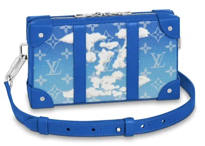 Pre-owned Louis Vuitton Men's  Soft Trunk Wallet (6 Card Slot) Clouds Monogram In Blue