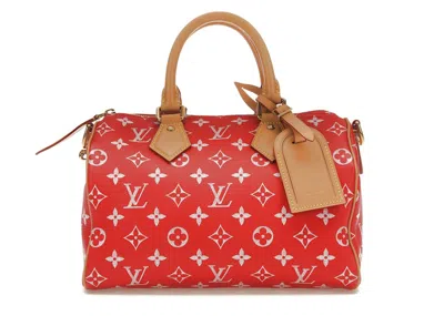 Pre-owned Louis Vuitton Men's  Speedy P9 Bandoulière 25 Monogram Leather In Red