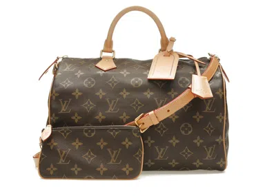 Pre-owned Louis Vuitton Men's  Speedy P9 Bandoulière 40 Monogram Leather In Brown Monogram