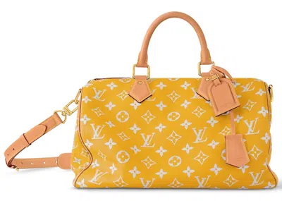 Pre-owned Louis Vuitton Men's  Speedy P9 Bandoulière 40 Monogram Leather In Jaune Mat