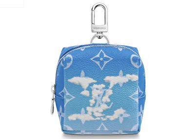 Pre-owned Louis Vuitton Men's  Squared Pouch Bag Charm Clouds Monogram In Blue