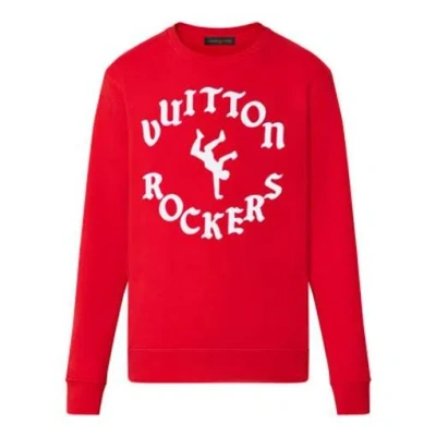 Pre-owned Louis Vuitton Men's  Ss22 Alphabet Pattern Printing Round Neck Long Sleeves Red