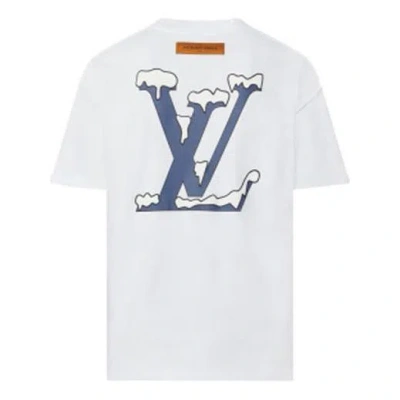 Pre-owned Louis Vuitton Men's  Ss22 Logo Alphabet Printing Short Sleeve White