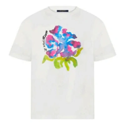 Pre-owned Louis Vuitton Men's  Ss22 Printing Pattern Round Neck Short Sleeve White