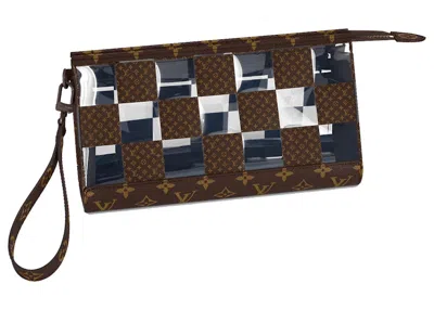 Pre-owned Louis Vuitton Men's  Standing Pouch In Brown/clear