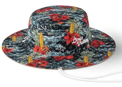 Pre-owned Louis Vuitton Men's  Surfin' Monogram Explorer Reversible Bucket Hat In Navy Blue