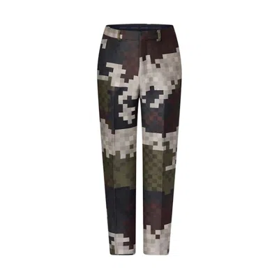 Pre-owned Louis Vuitton Men's  Tailored Cotton Damier Damoflage Cigarette Pants In Green Damoflage Damier