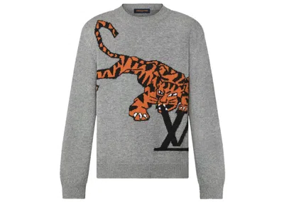 Pre-owned Louis Vuitton Men's  Tiger Intarsia Pullover In Grey