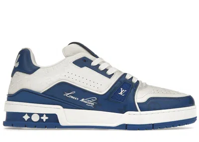 Pre-owned Louis Vuitton Men's  Trainer #54 Signature Sneakers In Blue/white