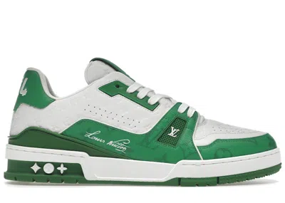 Pre-owned Louis Vuitton Men's  Trainer #54 Signature Sneakers In Green/white