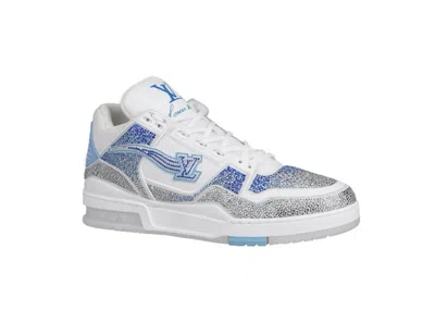 Pre-owned Louis Vuitton Men's  Trainer Azur Stone Sneakers In White/blue In Multi