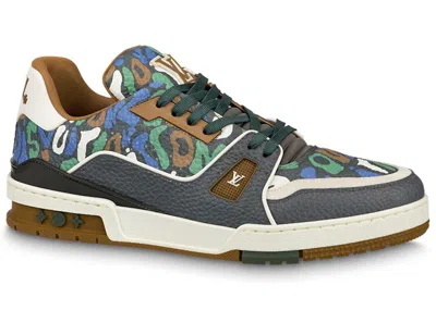 Pre-owned Louis Vuitton Men's  Trainer Camo Sneakers In Khaki/green In Multi