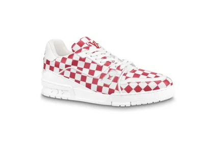 Pre-owned Louis Vuitton Men's  Trainer Damier Sneakers In Red/white In Multi