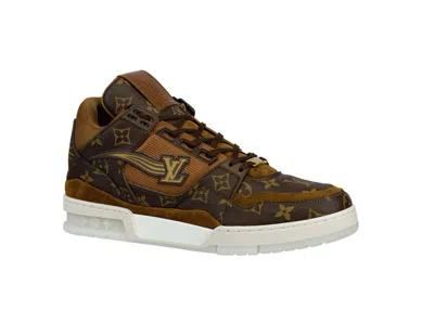 Pre-owned Louis Vuitton Men's  Trainer Ebene Sneakers In Brown/white